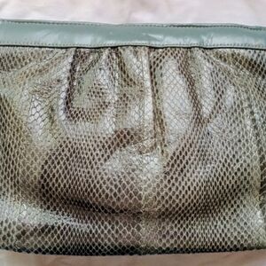 Vintage Green Leather Snakeskin Clutch